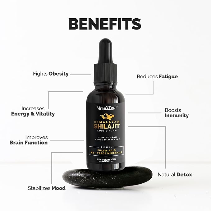 Shilajit Pure Himalayan Organic Drops | 100% Natural Liquid Shilajit Drops | for Detox, Immune Support, Energy | Himalayan Shilajit Liquid Drops with Fulvic Acid and Trace Minerals | 30ml