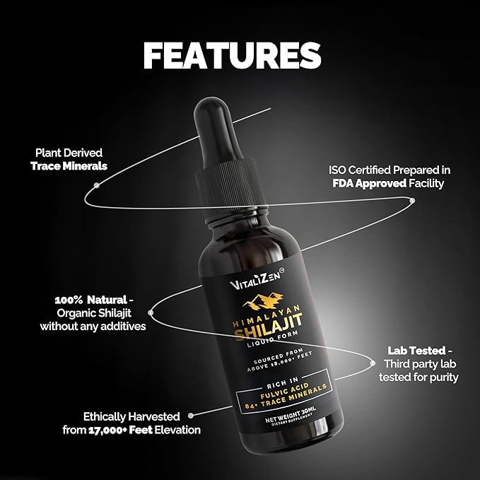 Shilajit Pure Himalayan Organic Drops | 100% Natural Liquid Shilajit Drops | for Detox, Immune Support, Energy | Himalayan Shilajit Liquid Drops with Fulvic Acid and Trace Minerals | 30ml